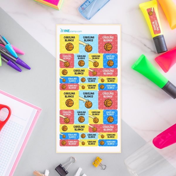 Etiquetas adhesivas rectangulares y cuadradas profesiones BALONCESTO